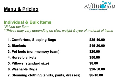 Individual & Bulk Items Pricing